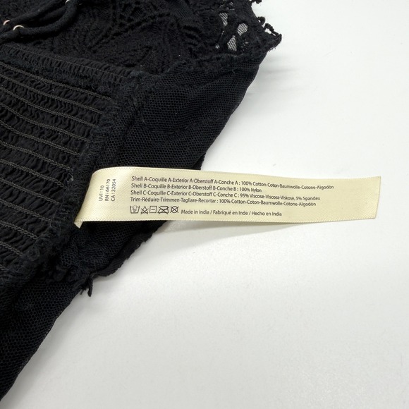 Free People FP One Ilektra Lace Bralette Set of 2 Black White Small Smocked Boho - Picture 14 of 16